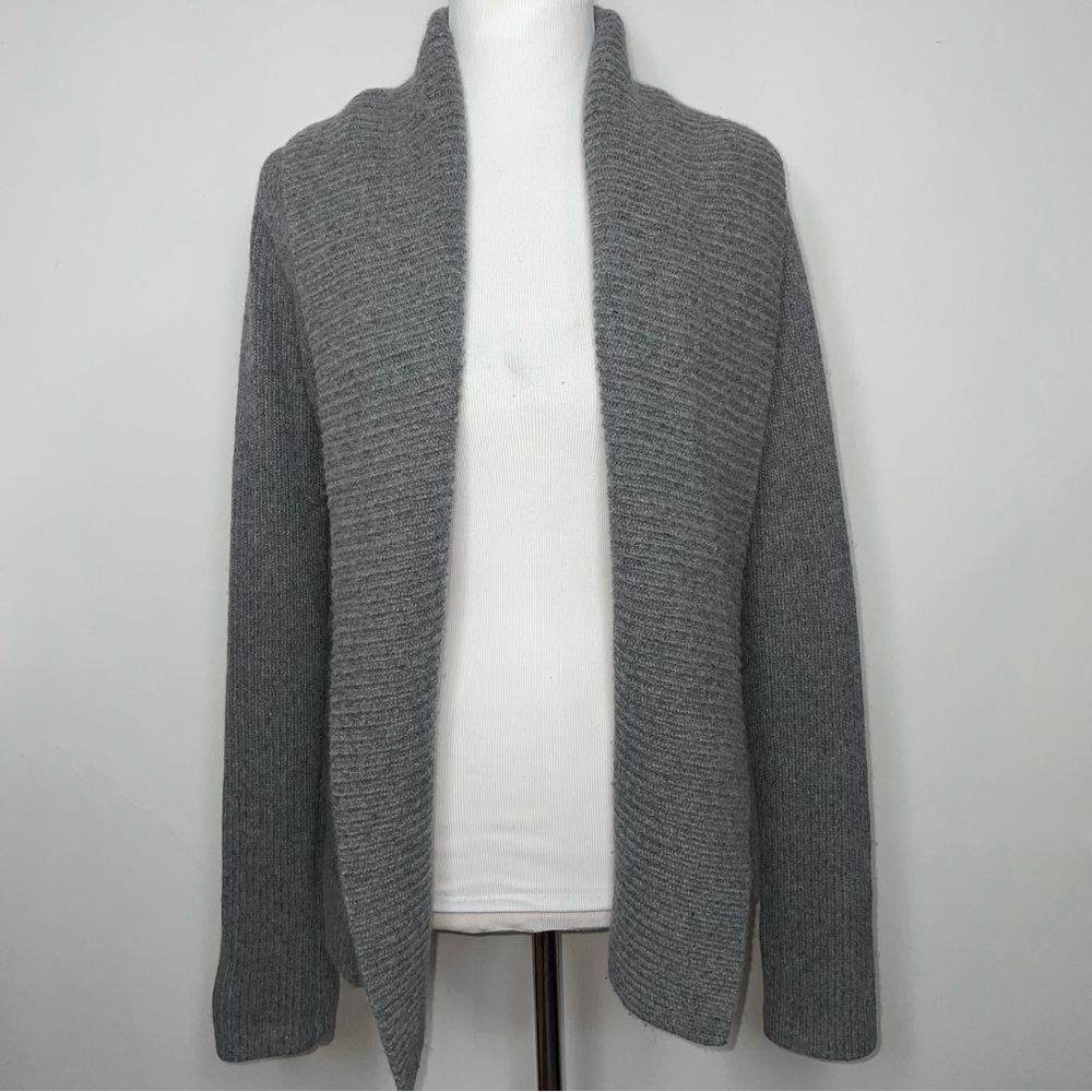 Abercrombie & Fitch Sweater Women's L Grey Alpaca Wool Blend Open Cardigan